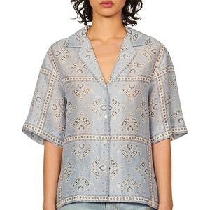 Sandro “Livia” Blue Paisley Bandana Print Shirt in Size XS/2 Festival Streetwear